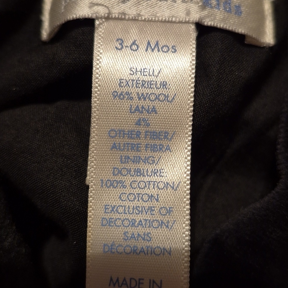 Pottery Barn girls size 3-6 months 98% wool outer 100% cotton inside VGUC - Picture 6 of 7